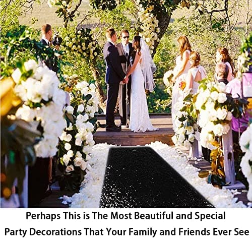 Sparkle Sequin Aisle Runner for Weddings (3FTx15FT, Black)