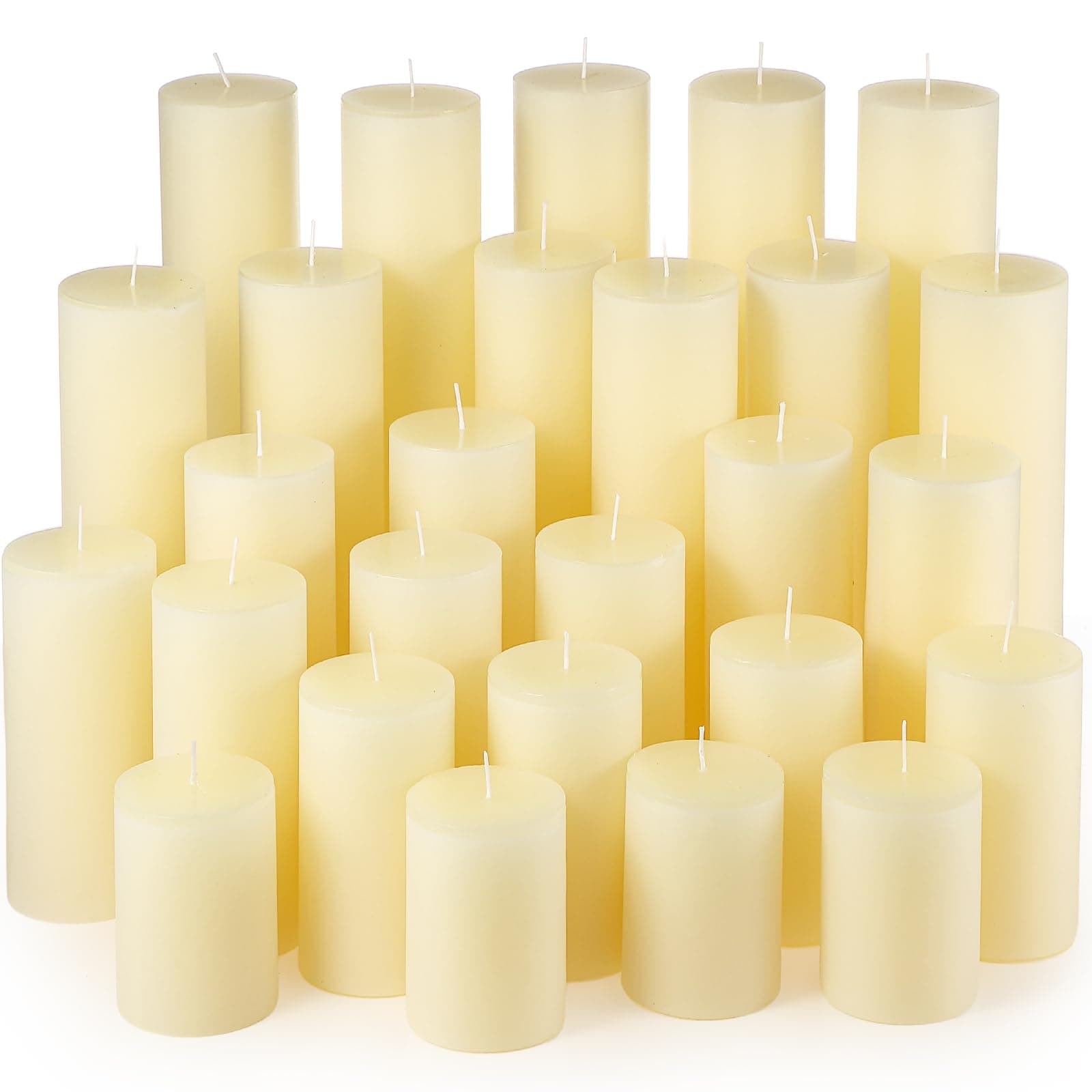 Shihanee 36 Pcs Christmas Pillar Candles – Ivory White