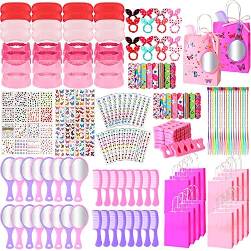 Pinkunn 192 Pcs Spa Party Supplies for Girls: Spa Favors, Accessories, and Gift Bags