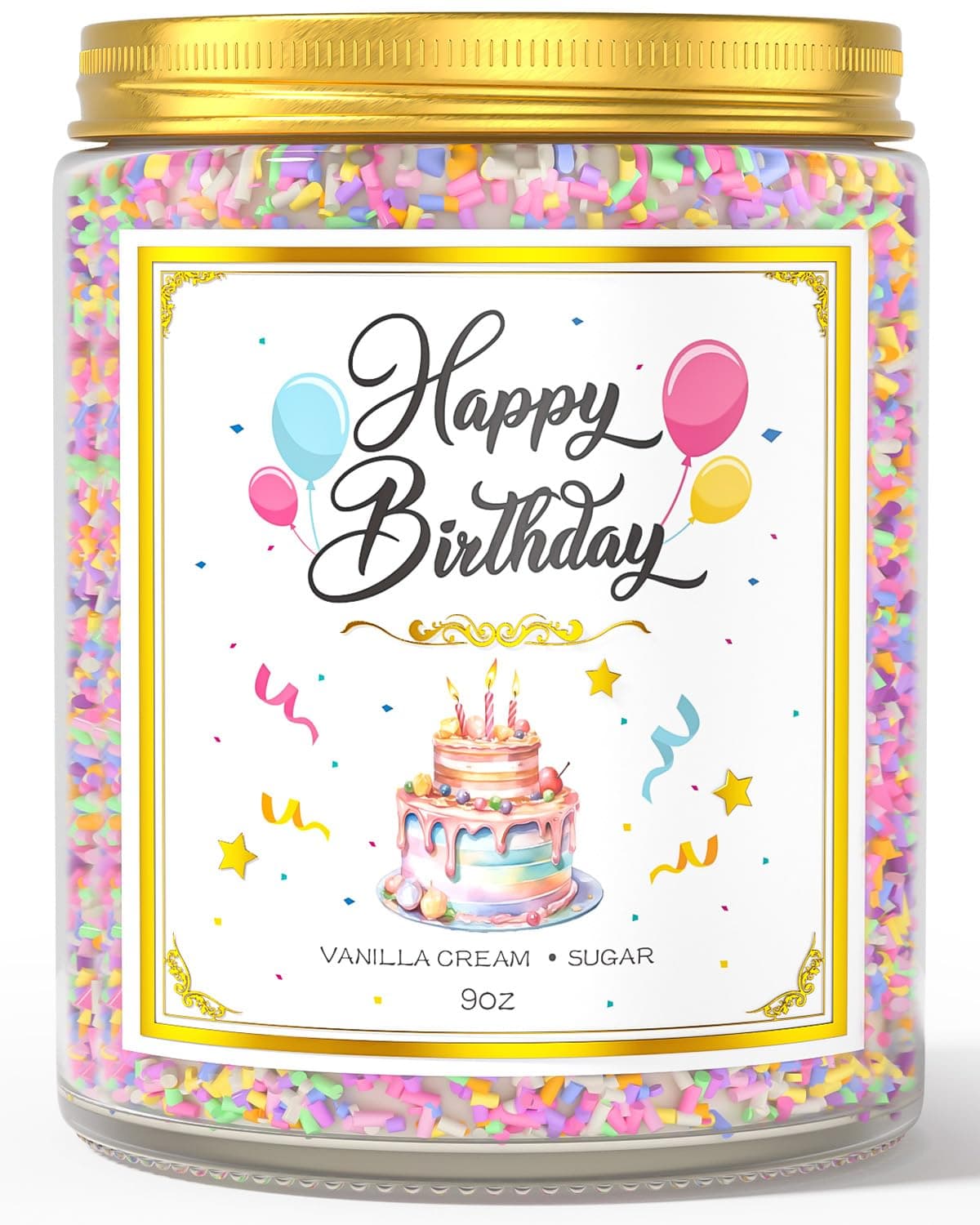 Happy Birthday Vanilla Scented Candles, 9 oz, Gift for Him & Her