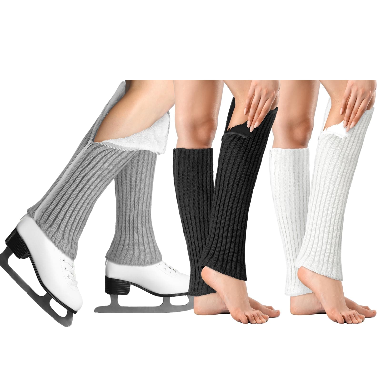 Women's Ice Skating Leg Warmers with Zipper for Figure Skating