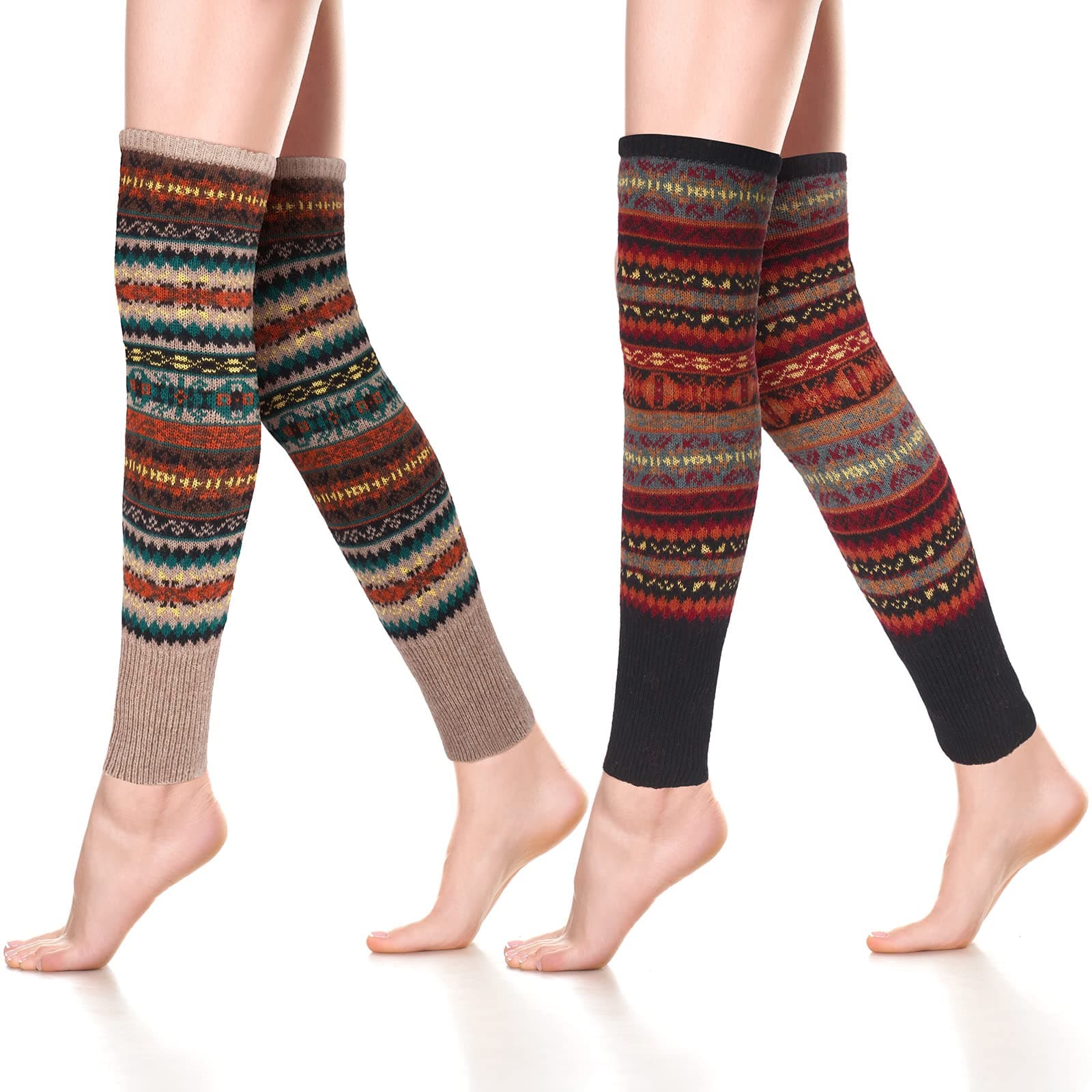 Satinior Women's Bohemian Leg Warmers Long Knit Boot Cuffs