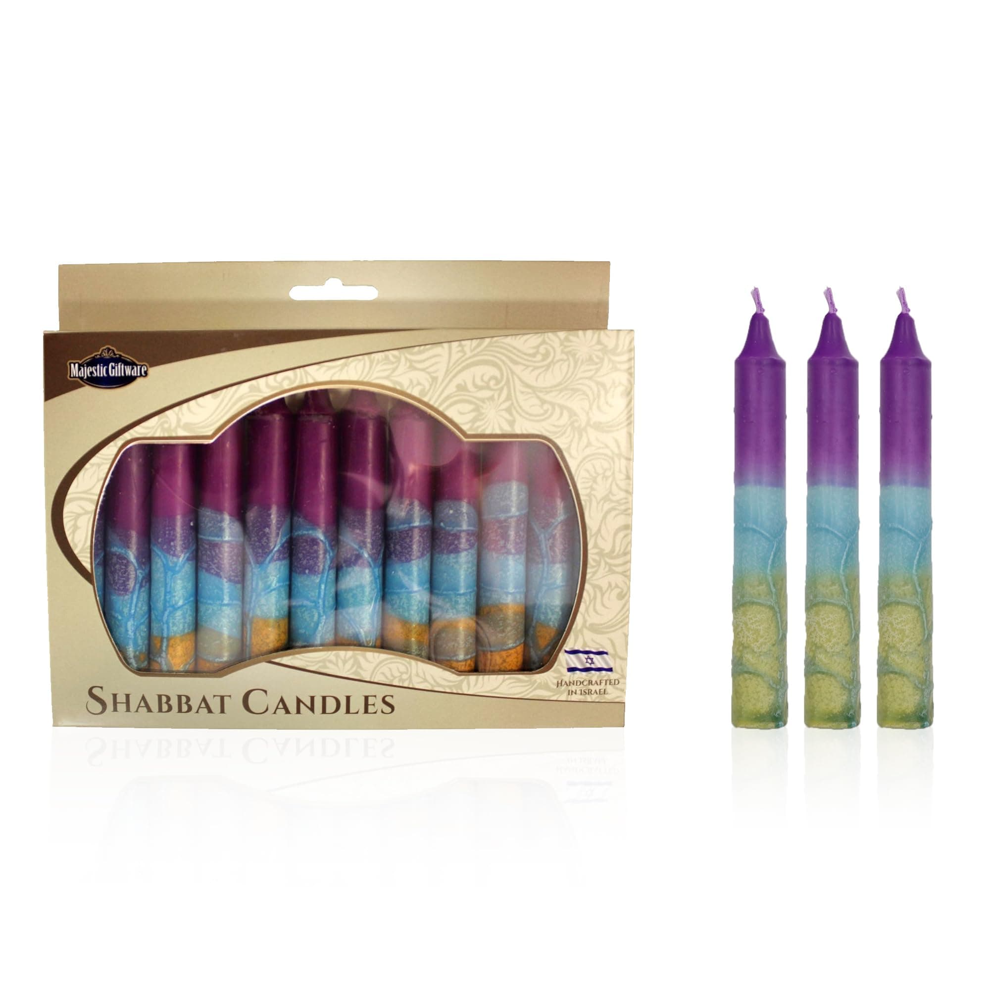 Safed 12-Pack Harmony Violet Shabbat Candles - Dripless & Traditional (SC-SHHR-V)