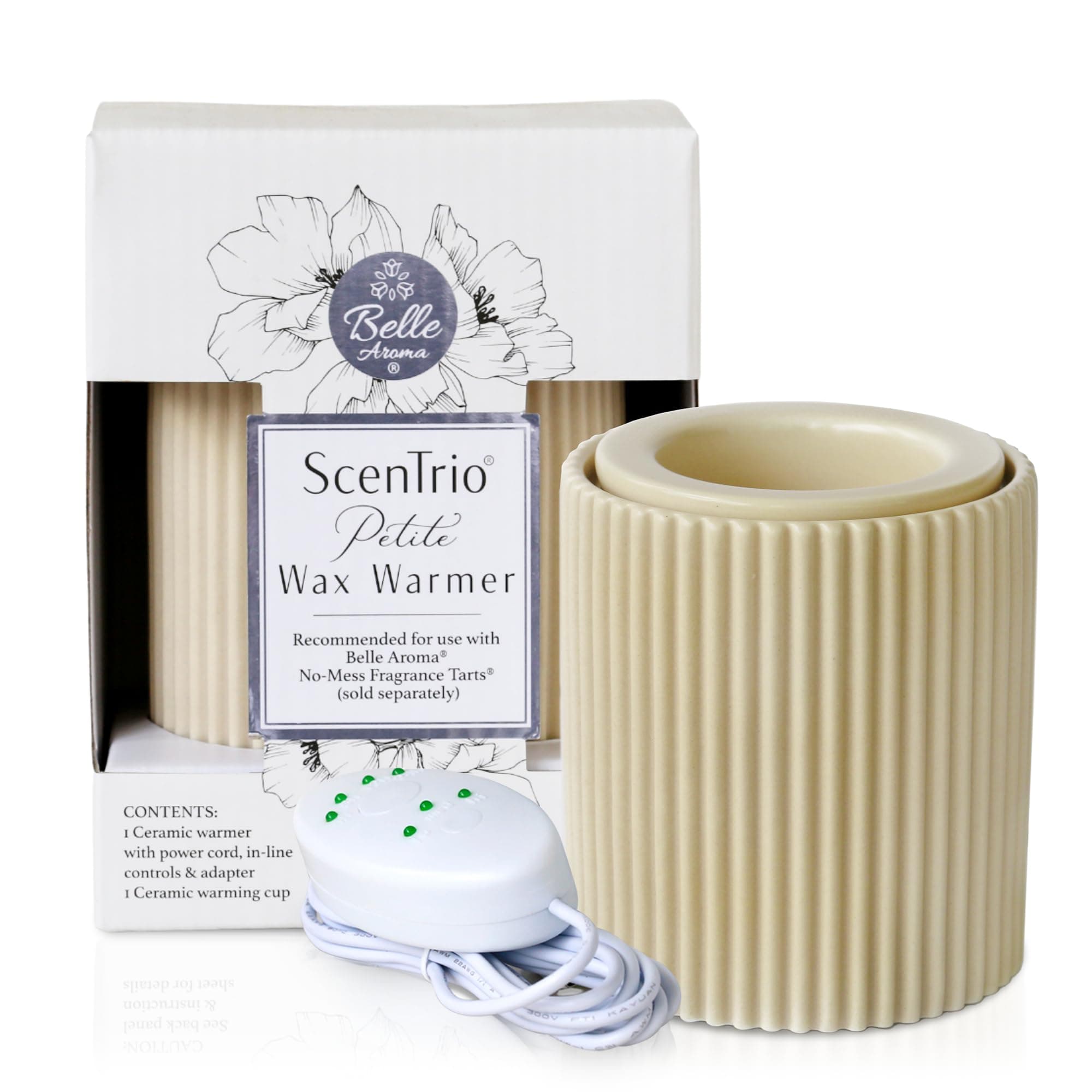ScenTrio Ceramic Wax Warmer - Personalized Timer, Temperature Control - Home, Office - Taupe