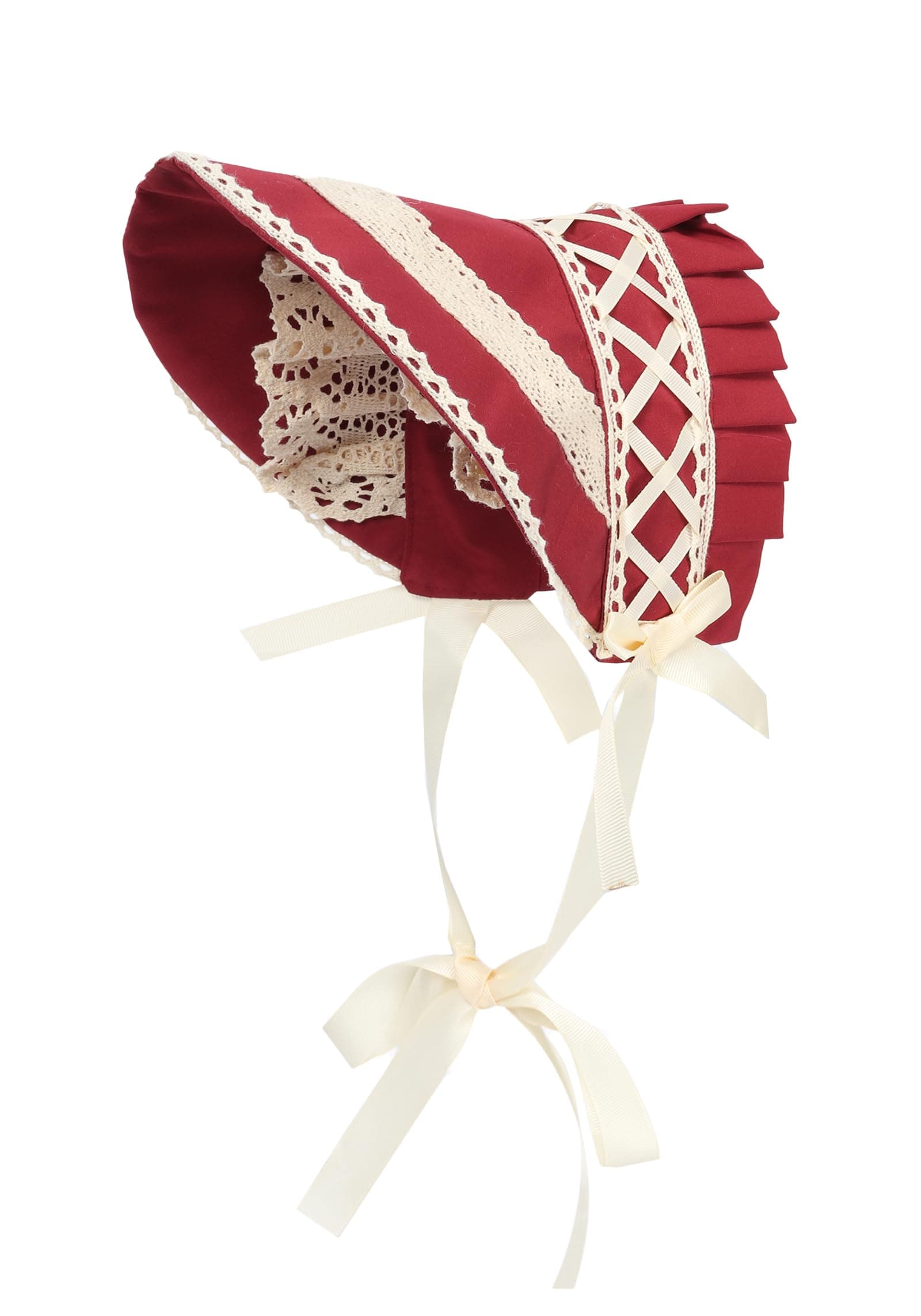 FURPHI Victorian Bonnet Sun Hat with Lace for Women