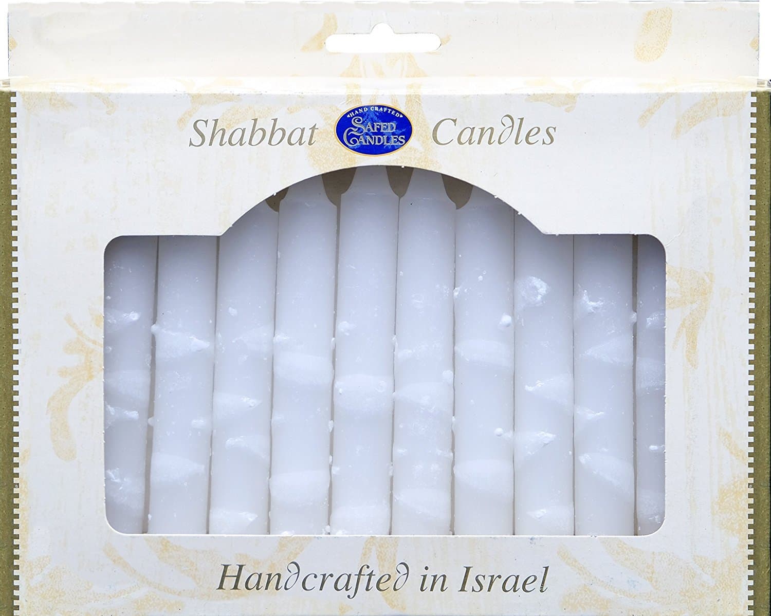 Handcrafted White Lace Jewish Shabbat Candles (Box of 12)