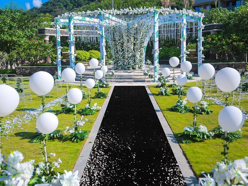 Sparkle Sequin Aisle Runner for Weddings (3FTx15FT, Black)