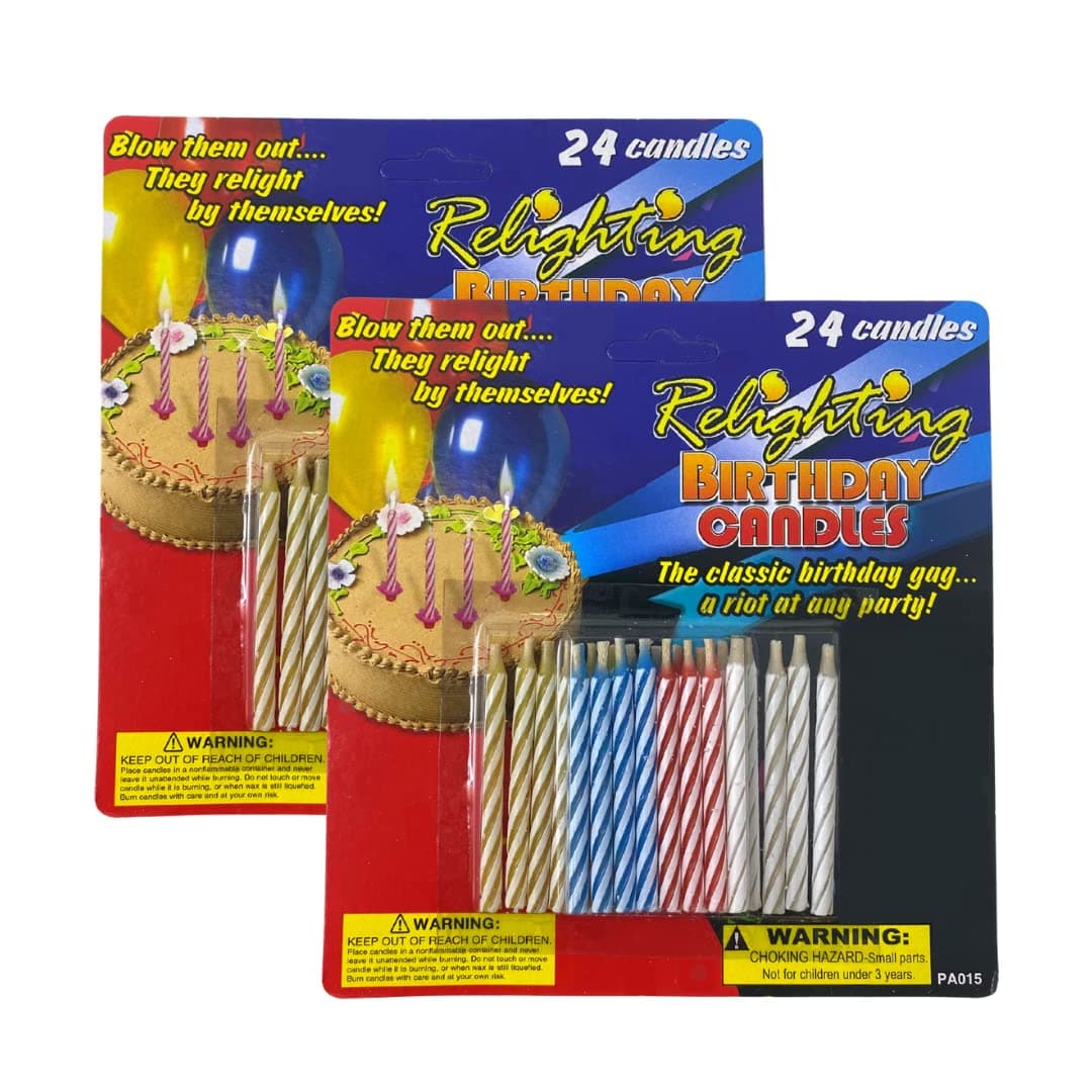 Kole Imports Relighting Birthday Candles - Colorful & Sparkling for Parties - 24 Count x 2 Pack