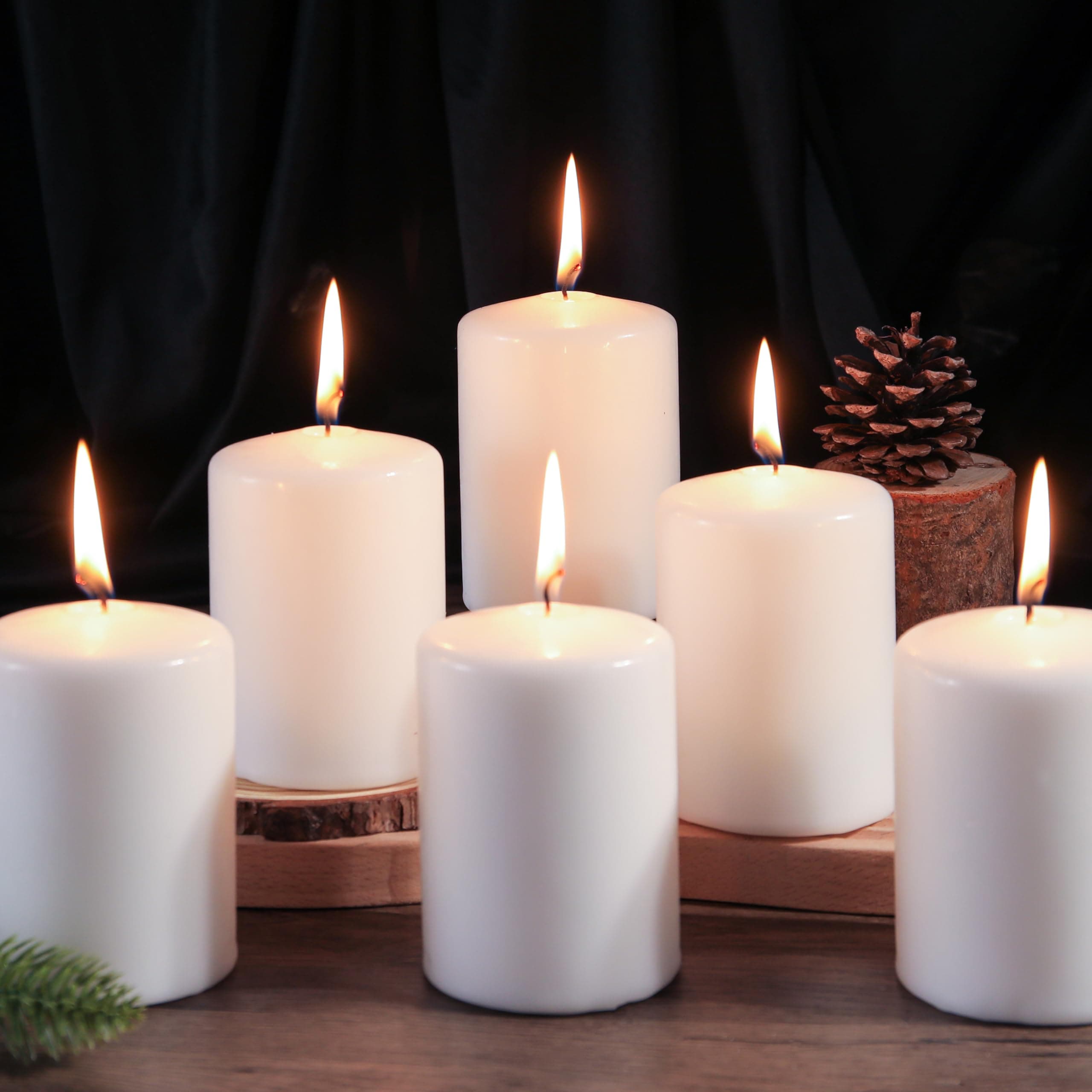 Pillar Candles Bulk - 6 Pack Unscented Pillar Candles for Emergency, Wedding, and Home Decor