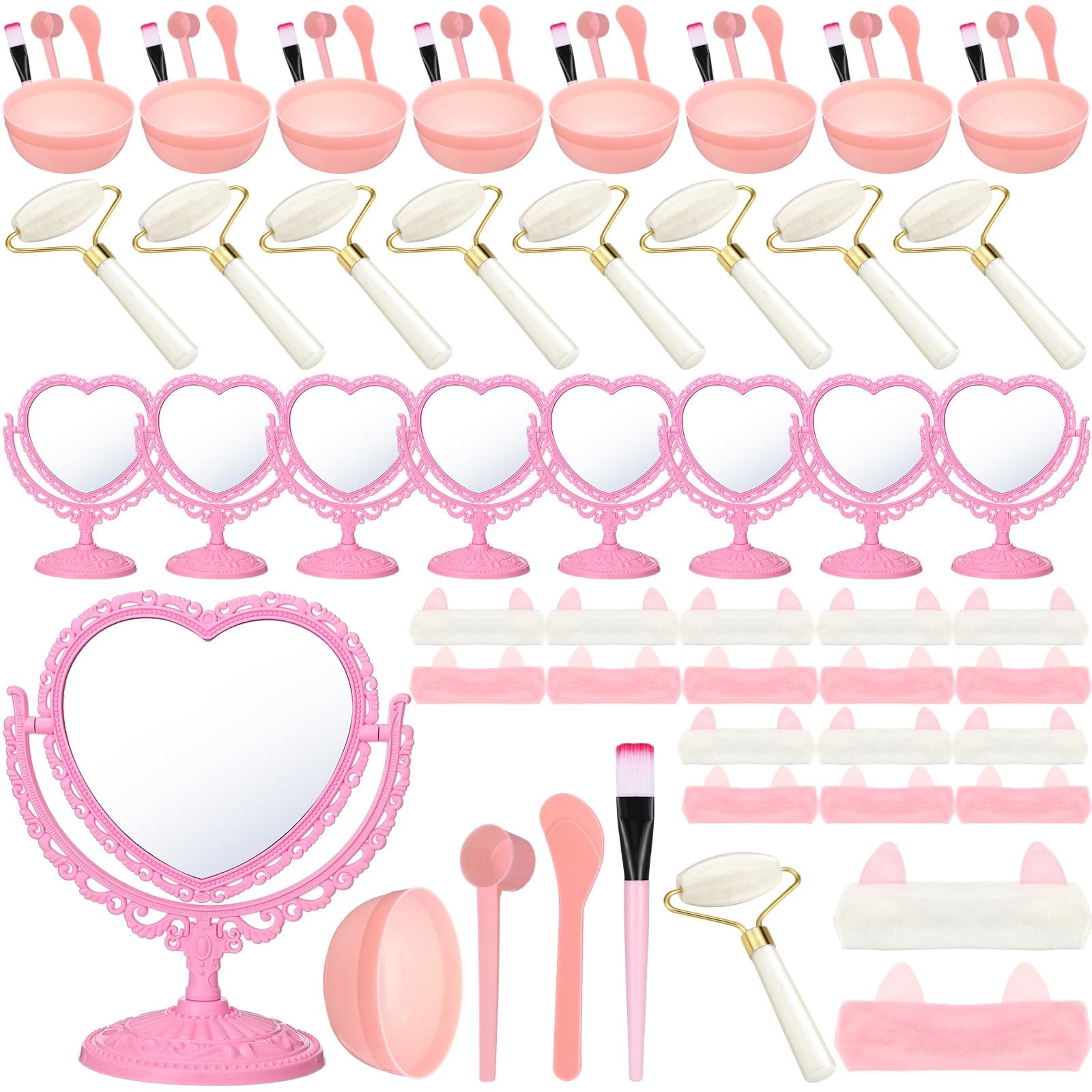 8 Set Spa Party Supplies: Mirrors, Roller, Mask Bowl, Headbandfavor
