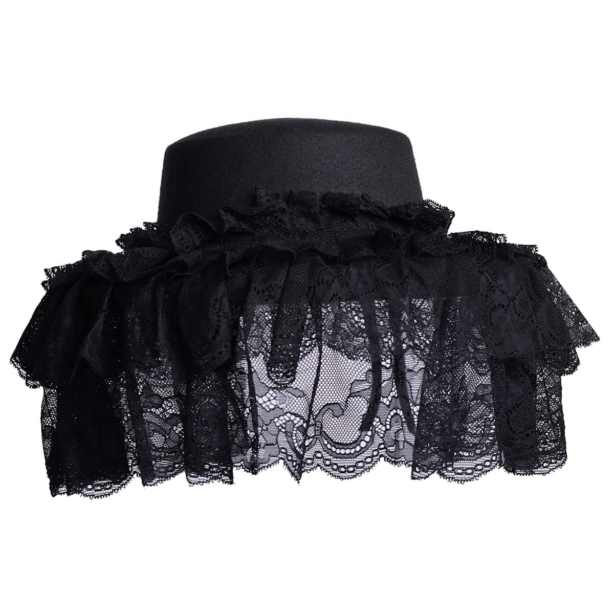 COSDREAMER Gothic Victorian Hat in White & Black Lace