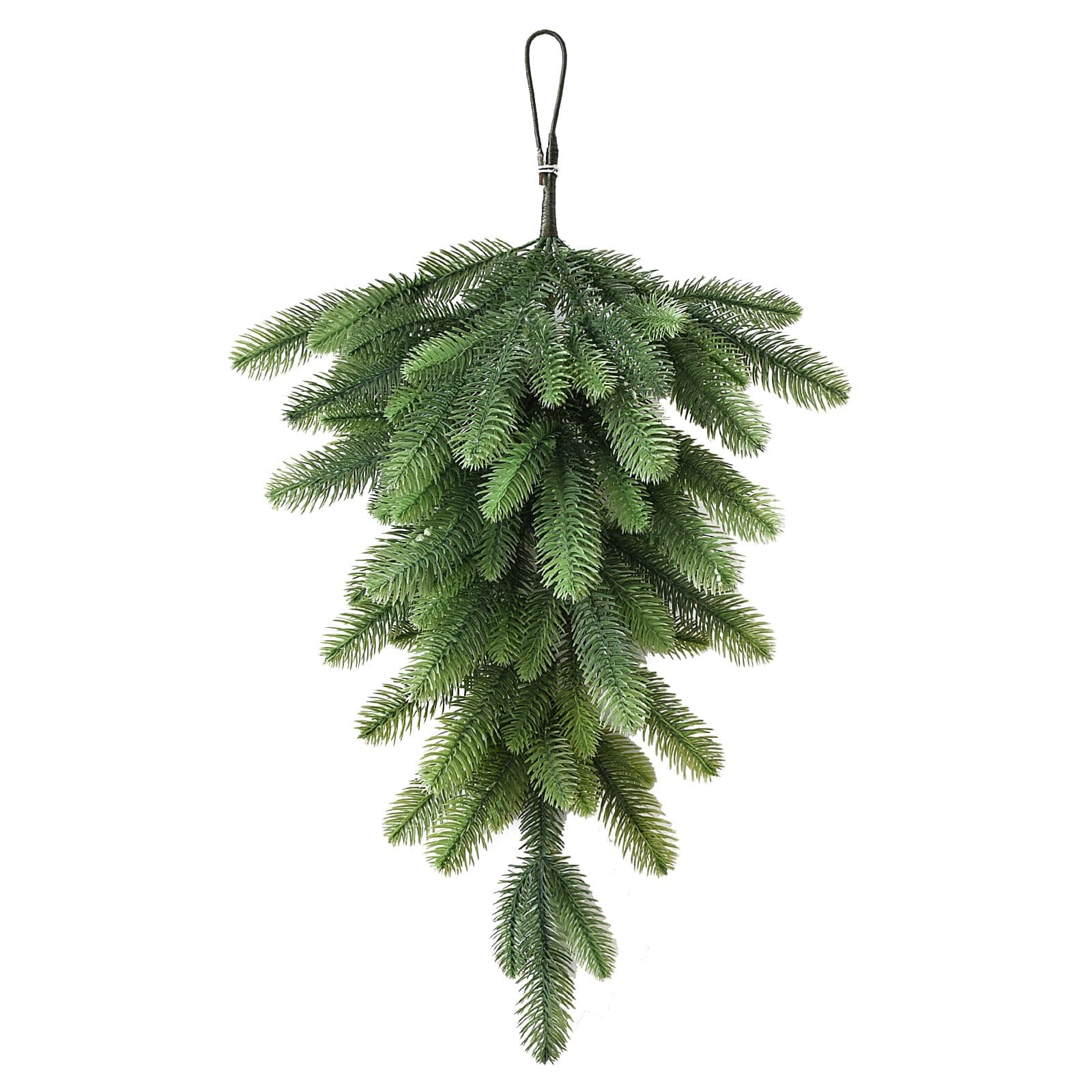 27.6 Inch Green Pine Needles Teardrop Swag Garland