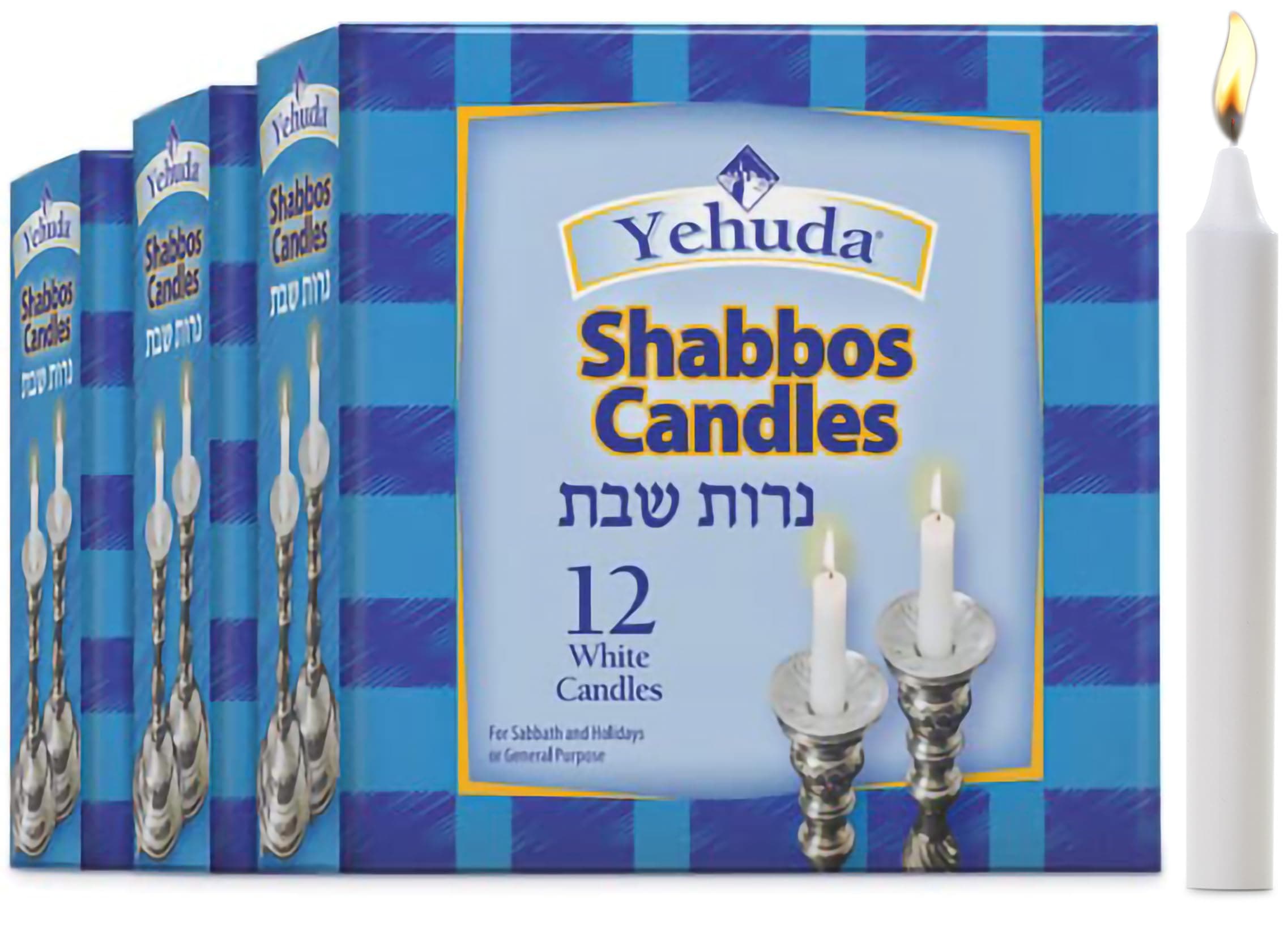 Yehuda 3 Hour White Shabbos Candles (36 Candles)