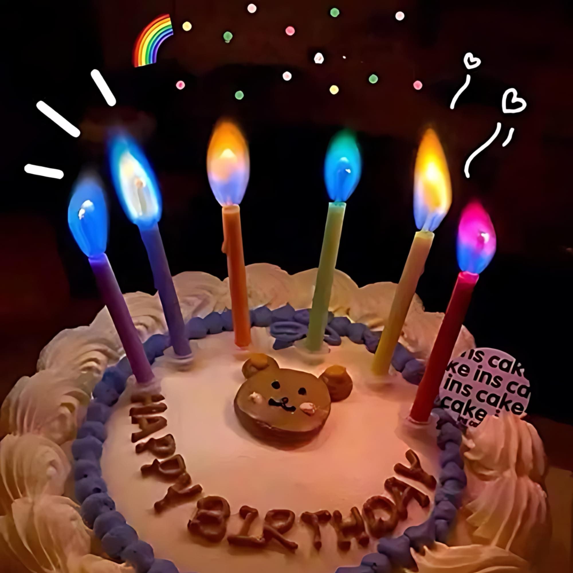 Gorgeous 12pcs Happy Birthday Candles for Cake, Colorful Flame Holders Included