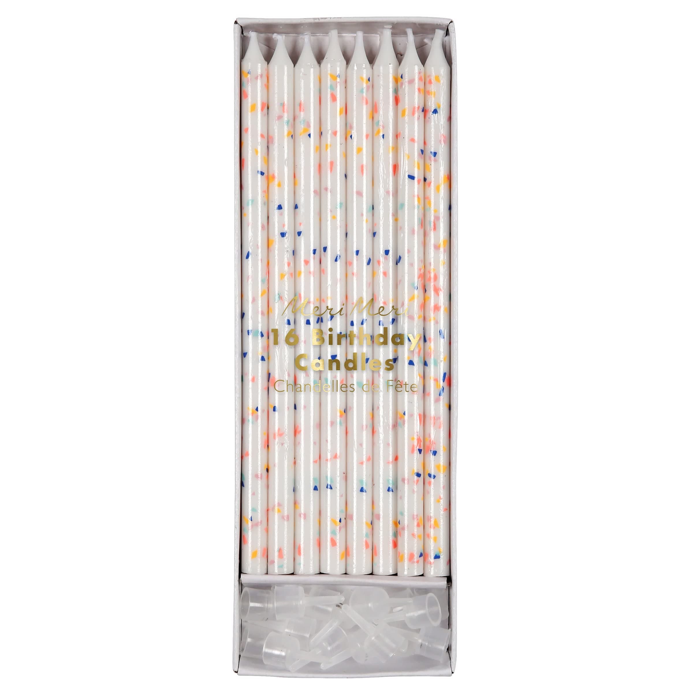 Meri Meri Happy Birthday Candles Pack of 16, 2 Sizes, Unscented