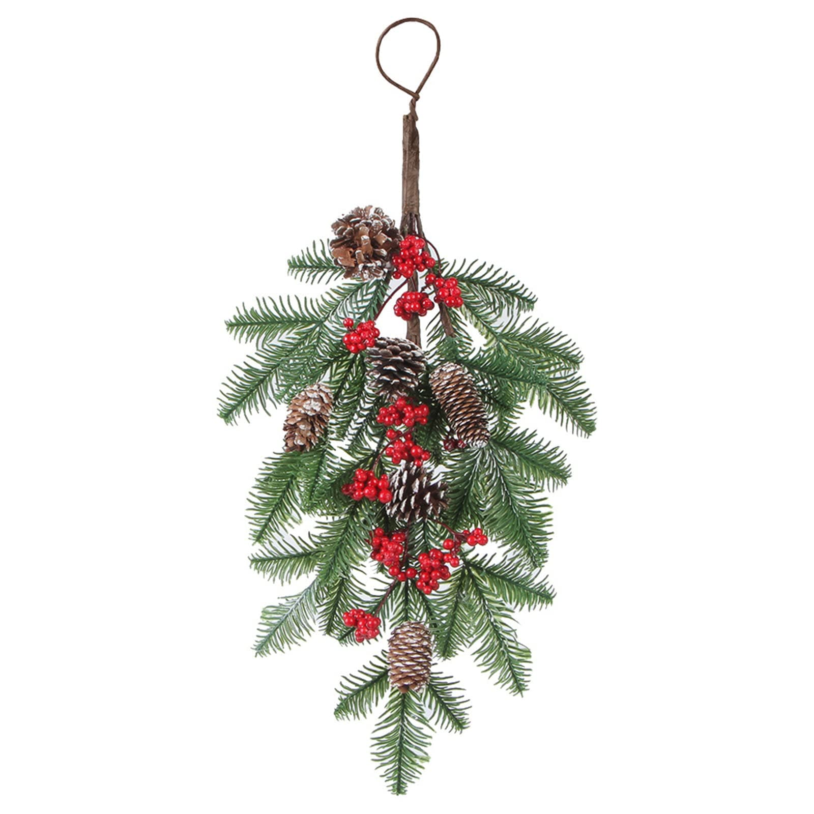 MOTUZP Green Pine Needles Teardrop Swag with Pine Cones for Christmas Mailbox (A)