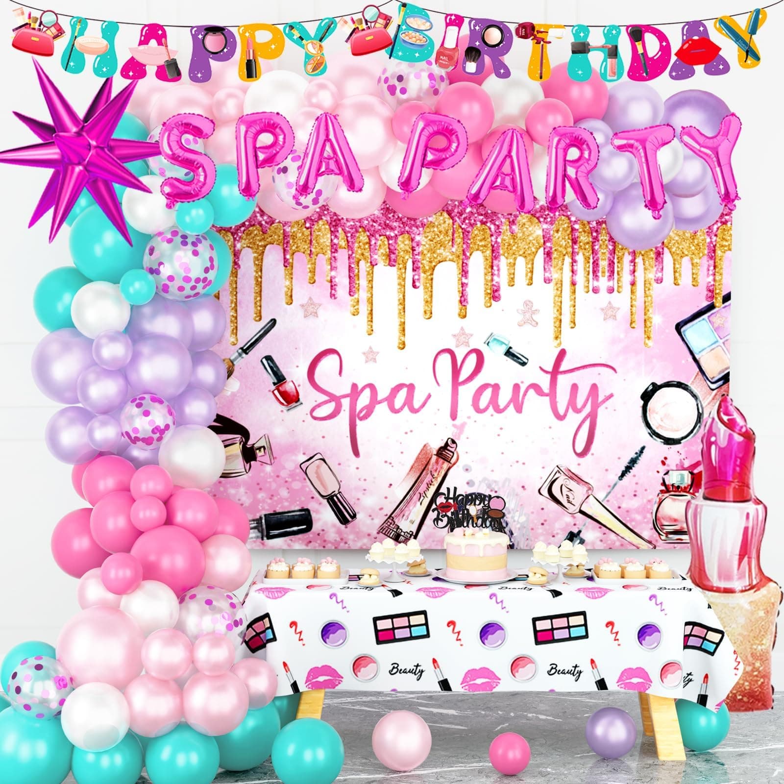 Pink Spa Birthday Party Decorations for Girls