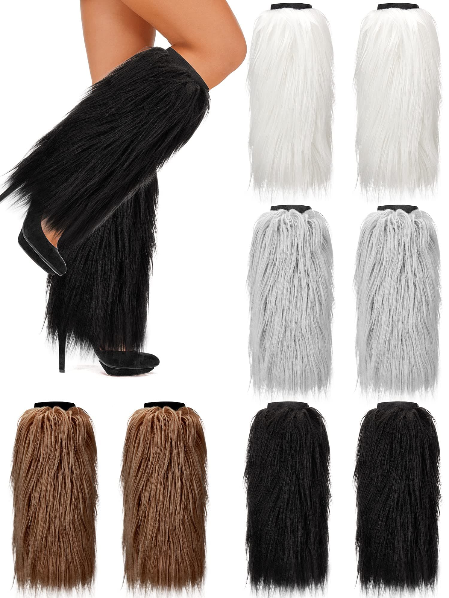JaGely Women's Fluffy Faux Fur Leg Warmers Winter Warm Boot Covers