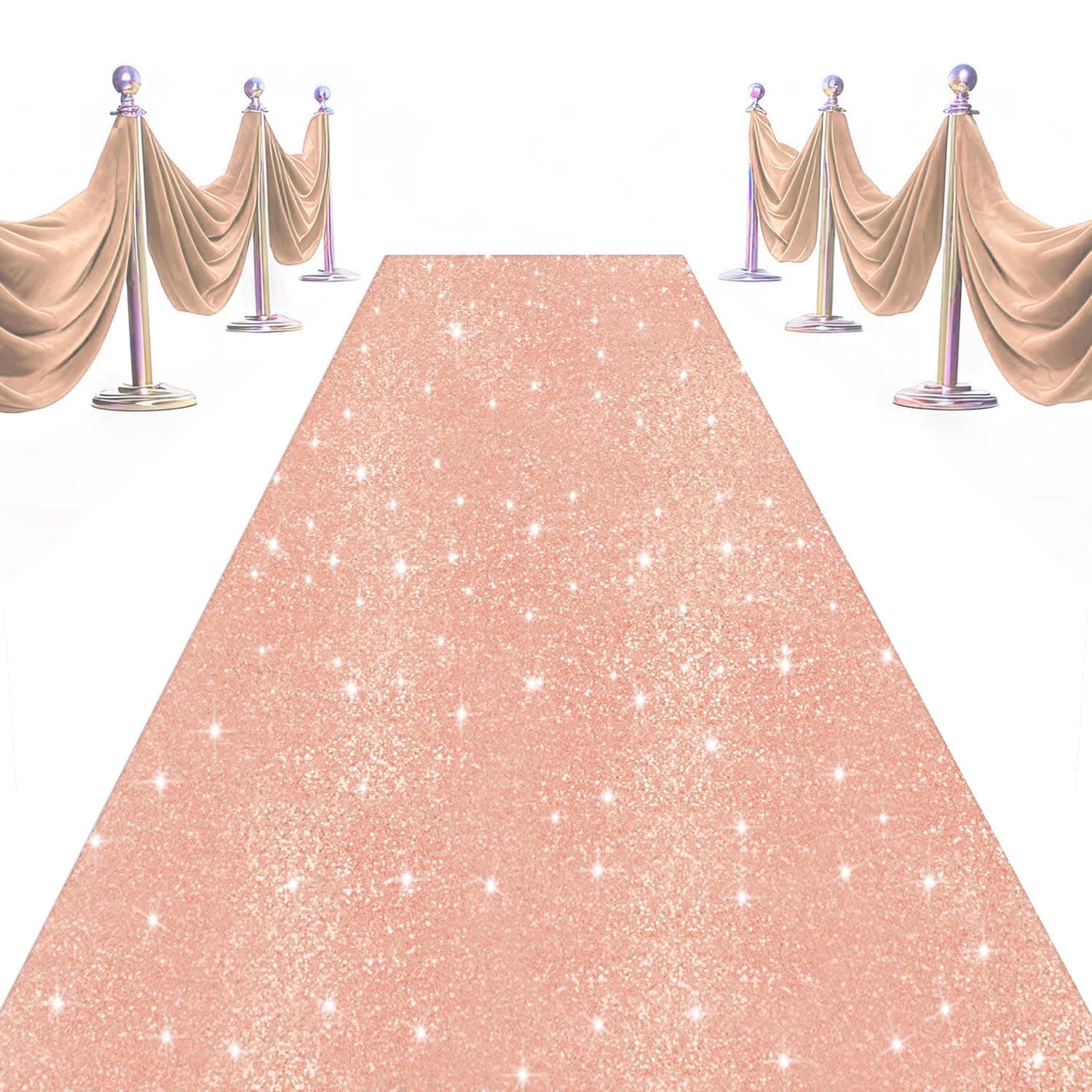 Rose Gold Sequin Aisle Runner for Wedding Ceremony and Party Decor