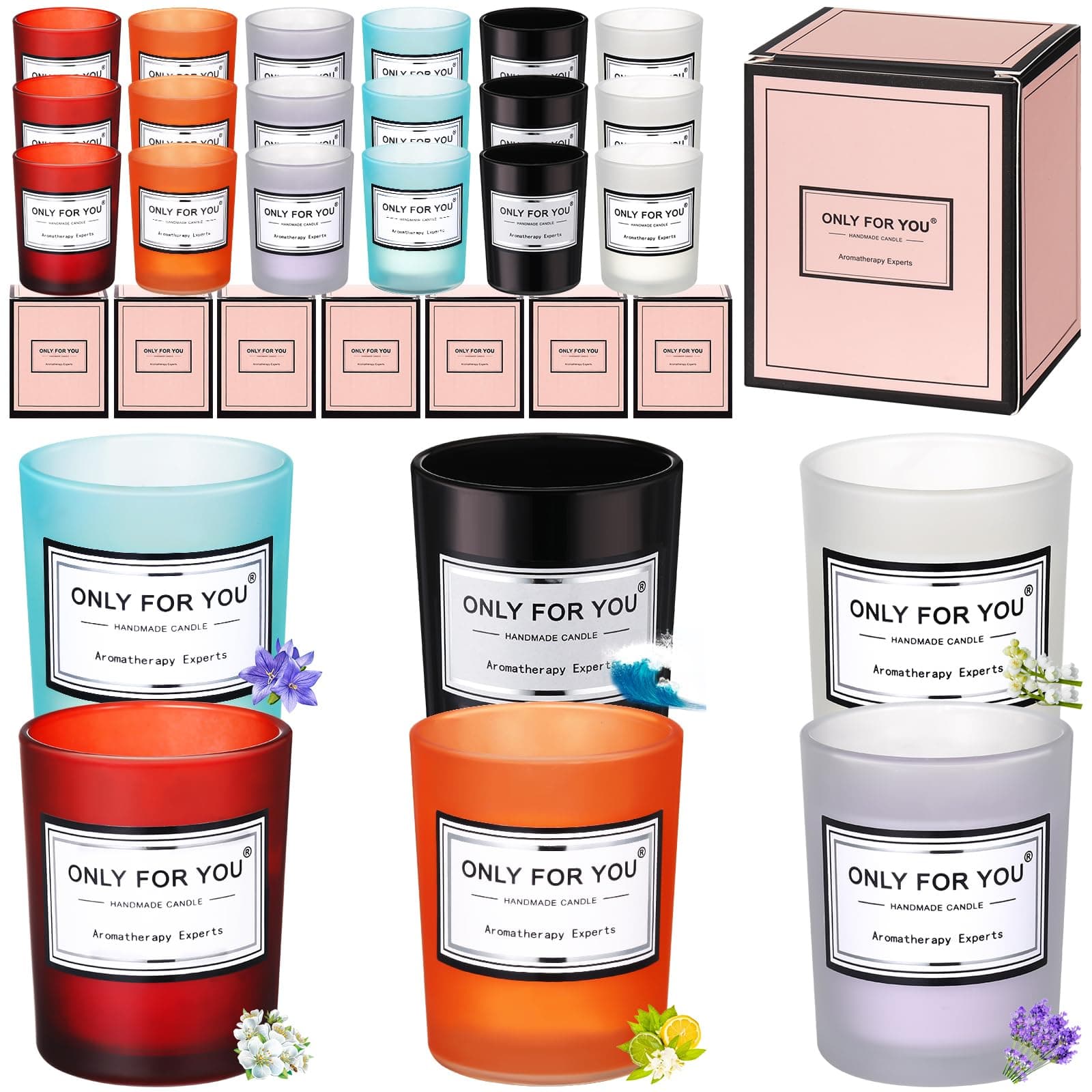 Scented Candle Gift Set for Women - Long Lasting Aromatherapy (Bright Style)