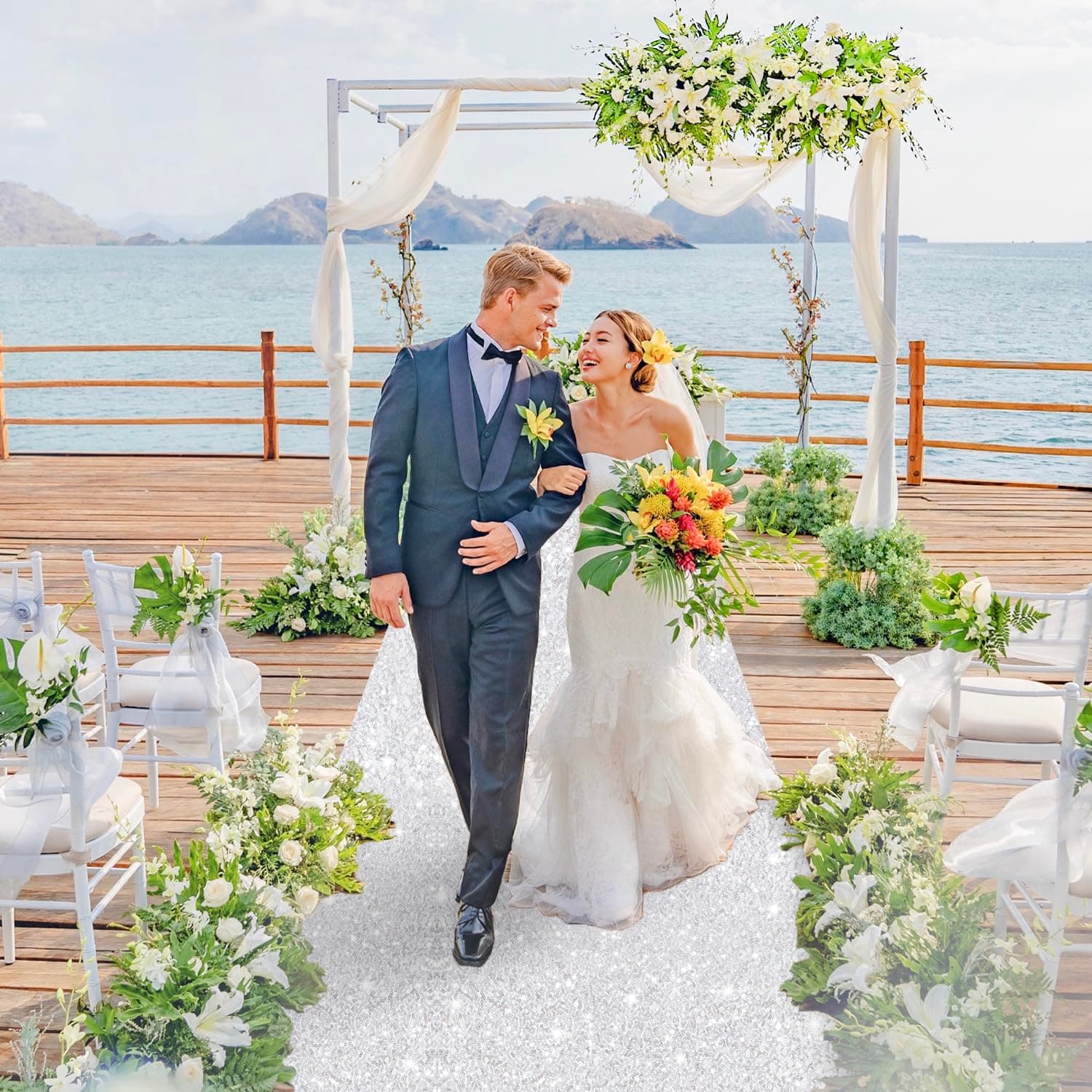 Silver Aisle Runner for Wedding Ceremony