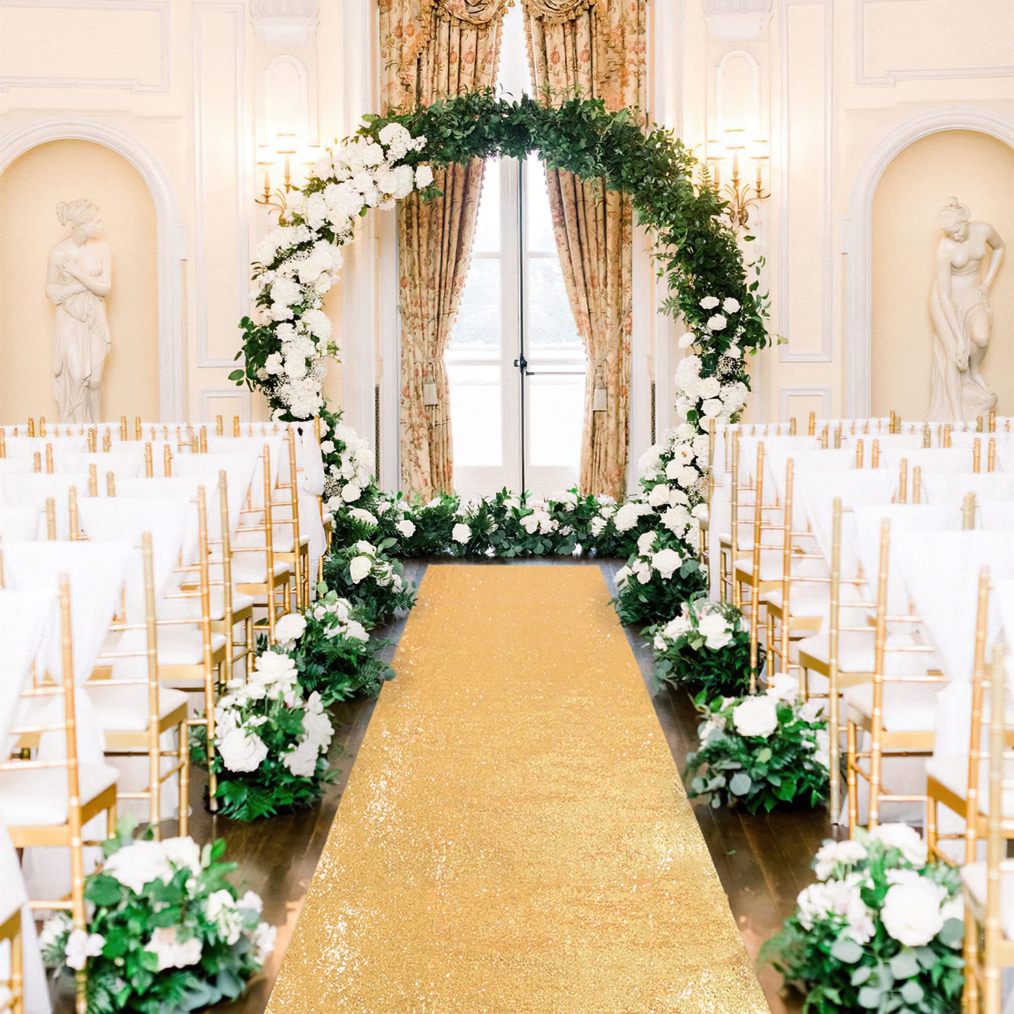 Gold Sequin Aisle Runner for Christmas Wedding Ceremony Indoor Parties
