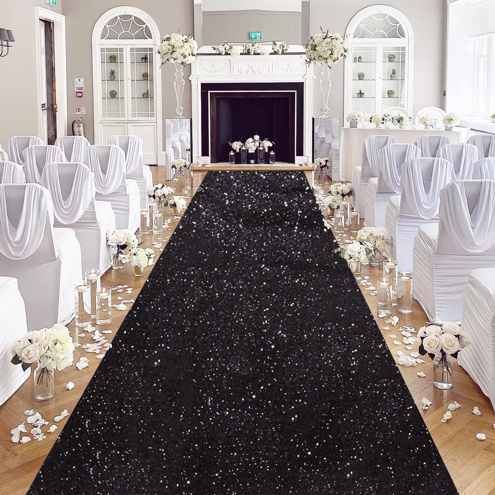 Black Sequin Aisle Runner for Prom and Party