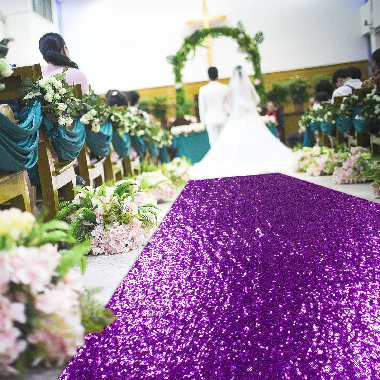 Sequin Aisle Runner for Wedding Ceremony Decorations