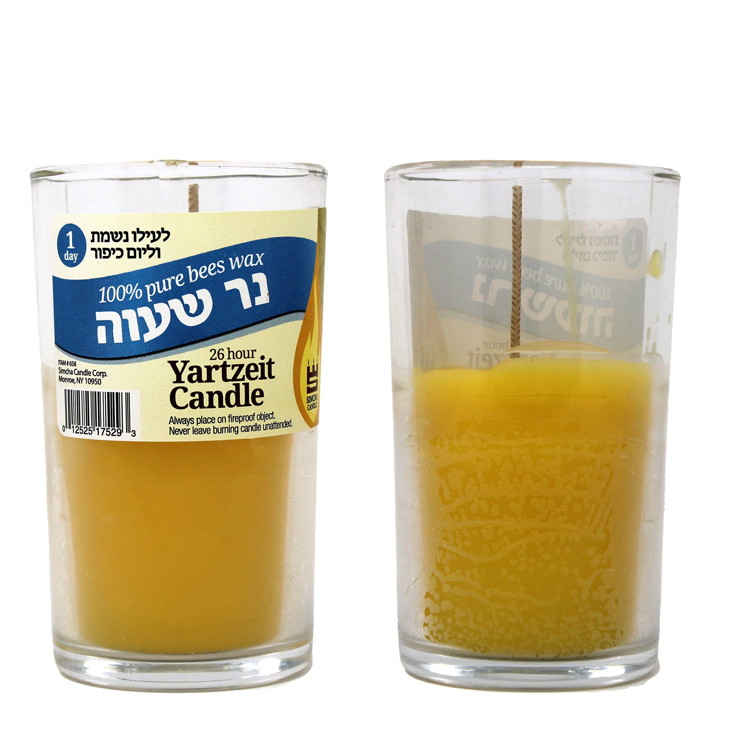 Rambue 24 Hour Pure Beeswax Yartzeit Candles, Kosher Wax, 2 Pack