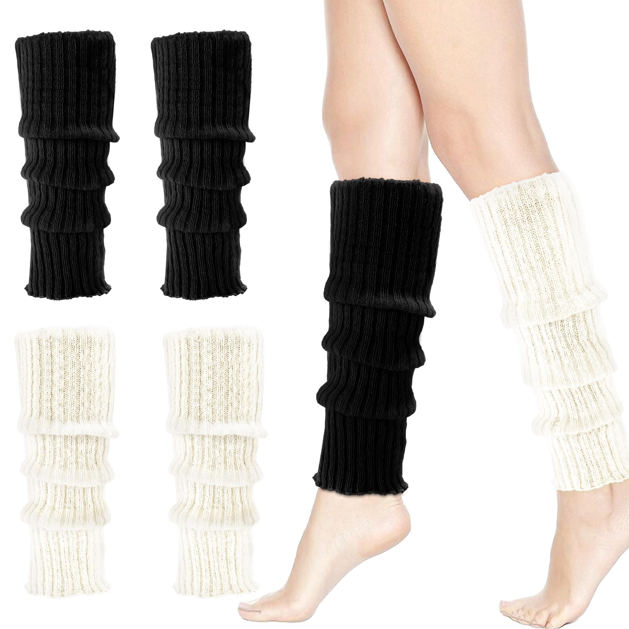 HEMOUR 80s Knit Leg Warmers for Women, Y2K Fashion Party Sports Yoga Dance Accessories