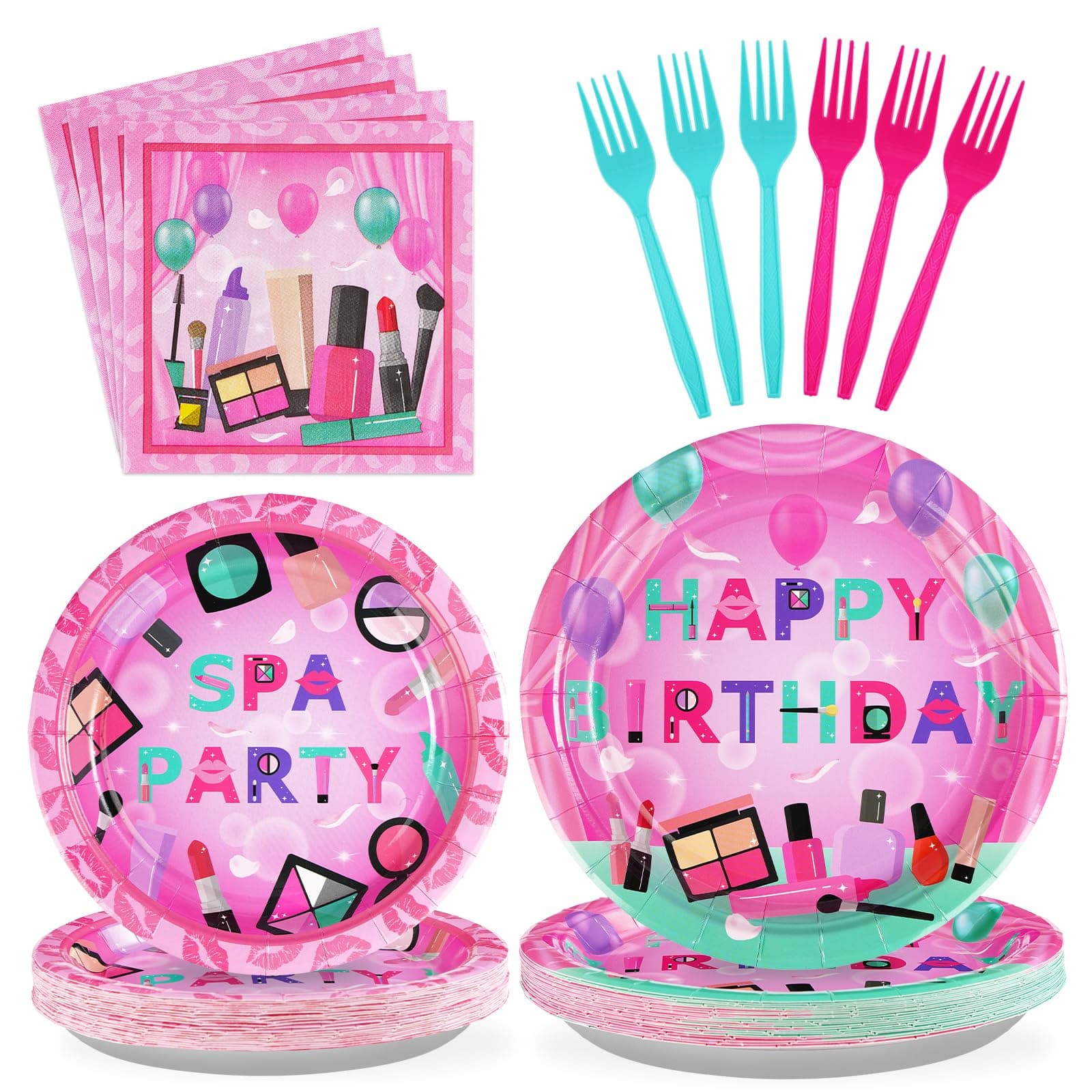 Grencian Hot Pink Spa Party Supplies for Girls & Women Pamper Party Favors Serves 24