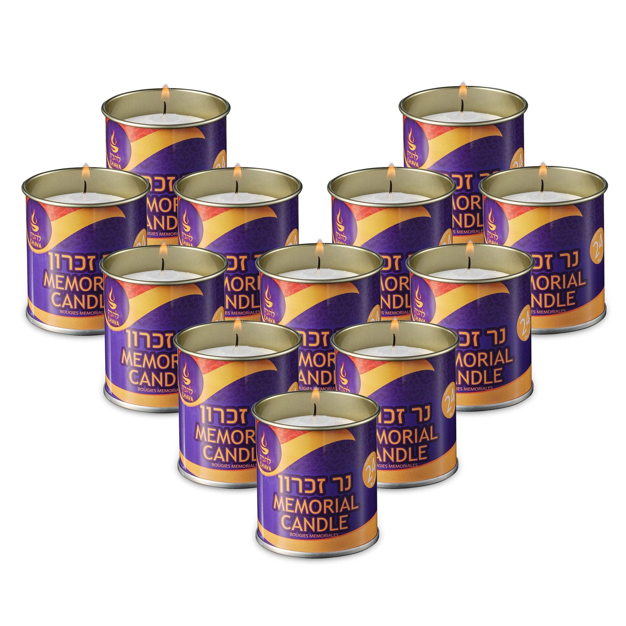 Tribello 1 Day Yahrzeit Memorial Candles - 30 Pack for Ner Neshama