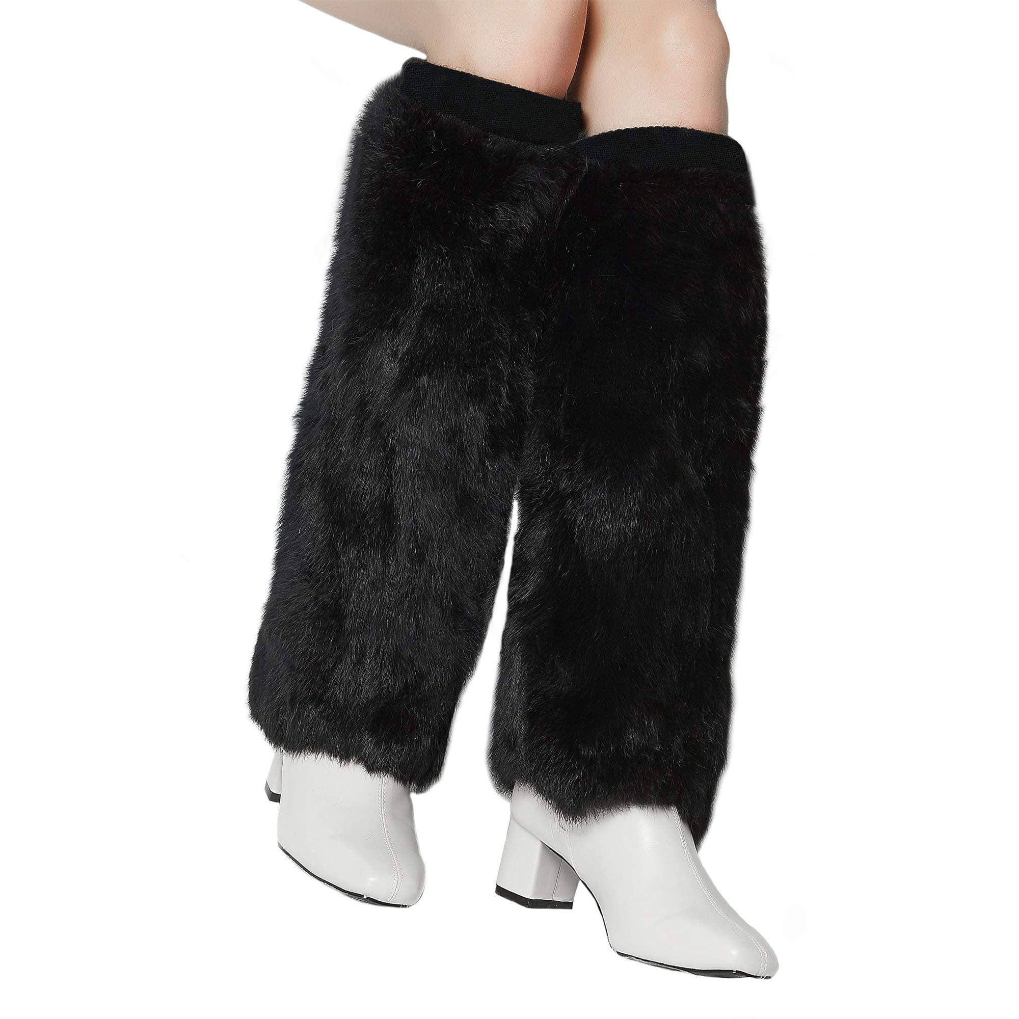 JANFINE Women's Furry Faux Rabbit Leg Warmers Winter Cuffs