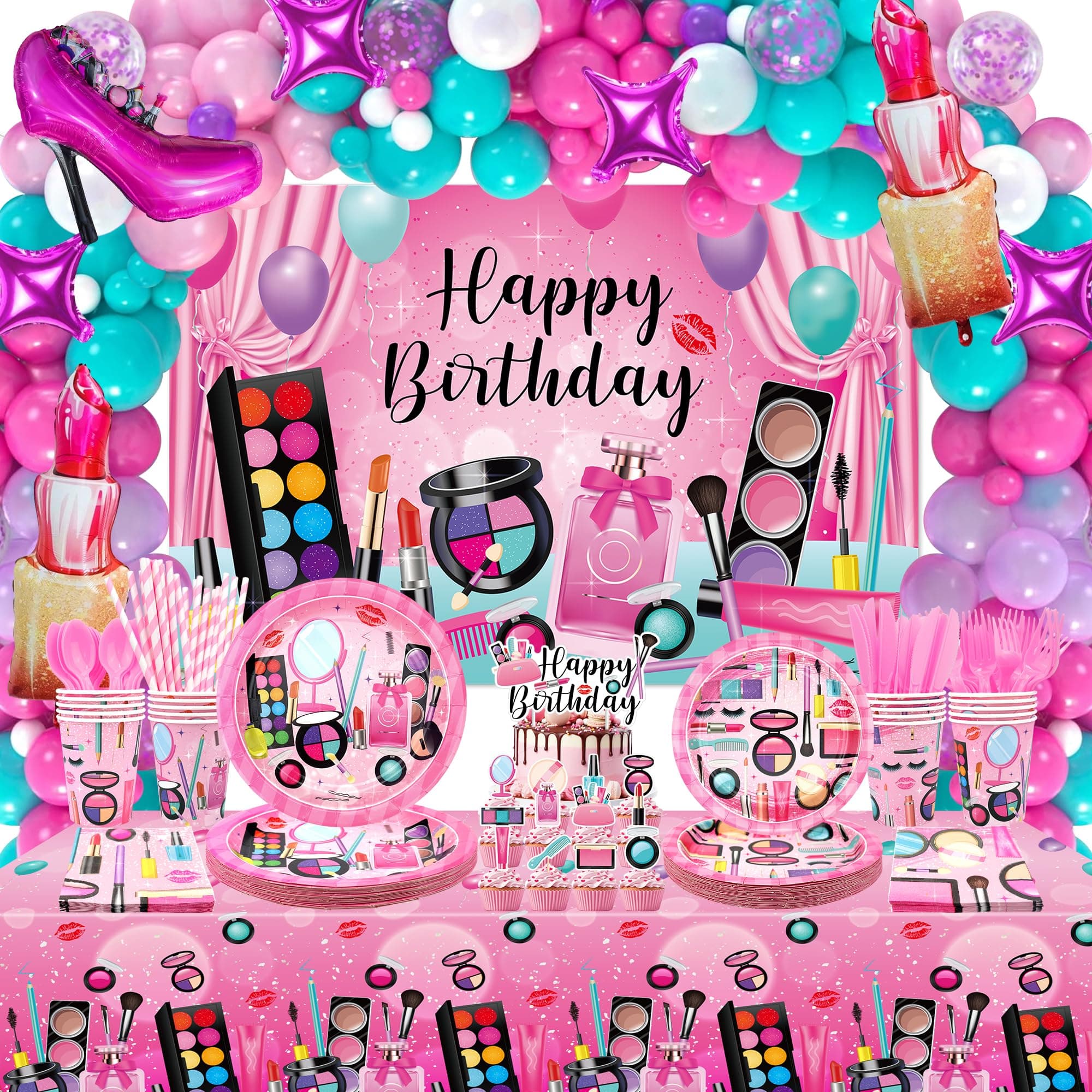 Spa Birthday Party Decoration Kit: Balloons, Plates, Napkins, & More for Girls & Women