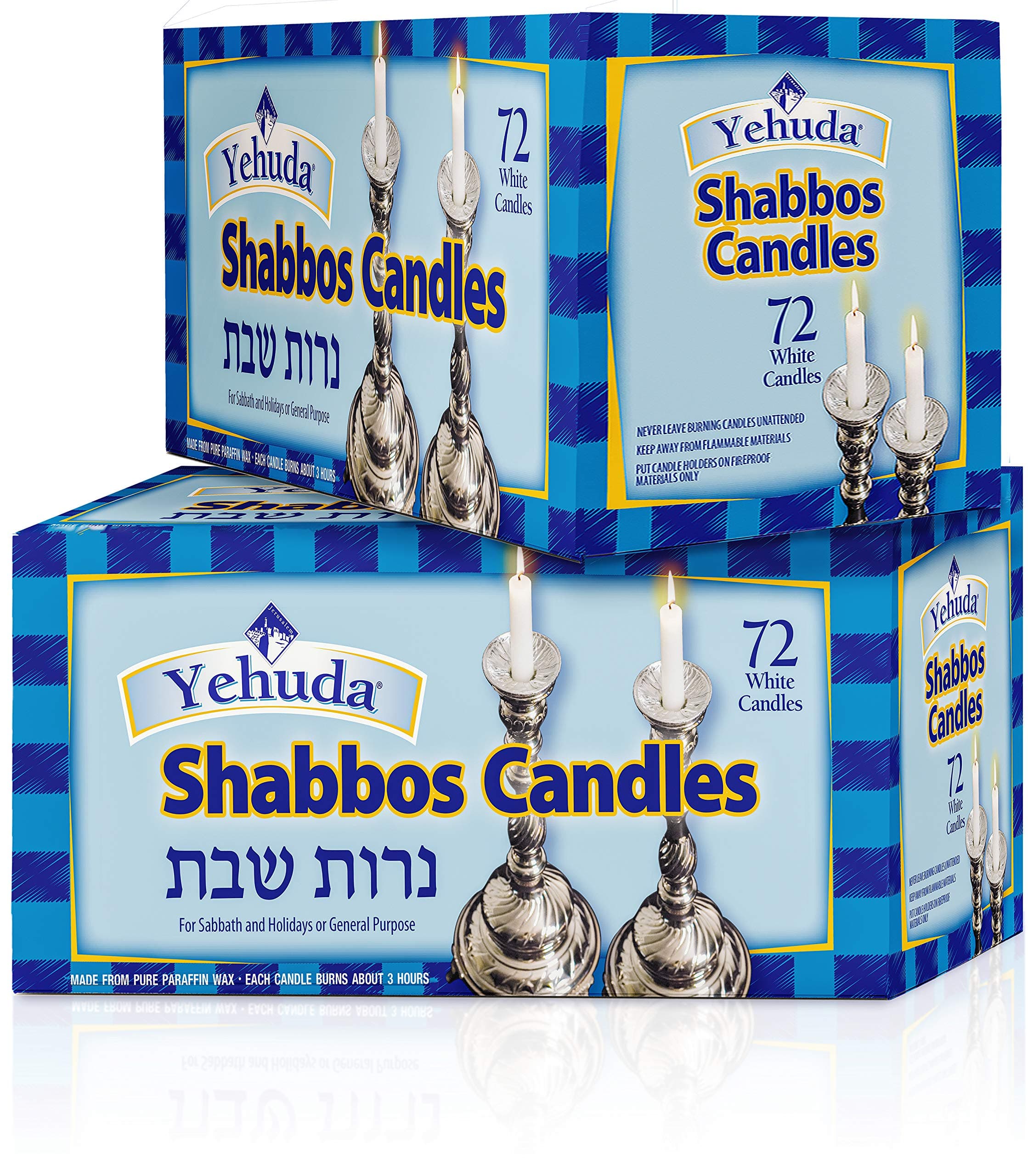 Yehuda 3 Hour Shabbos Candles, 72 Count (2 Pack)