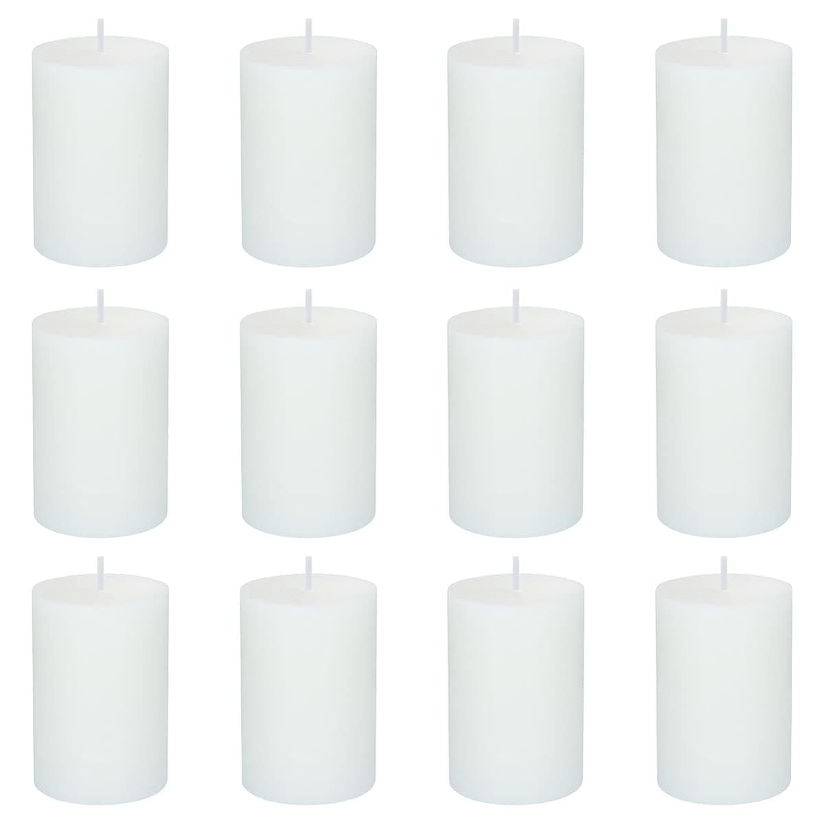 12 Pack 2x3 Inch Smokeless Dripless White Pillar Candles for Home & weddings