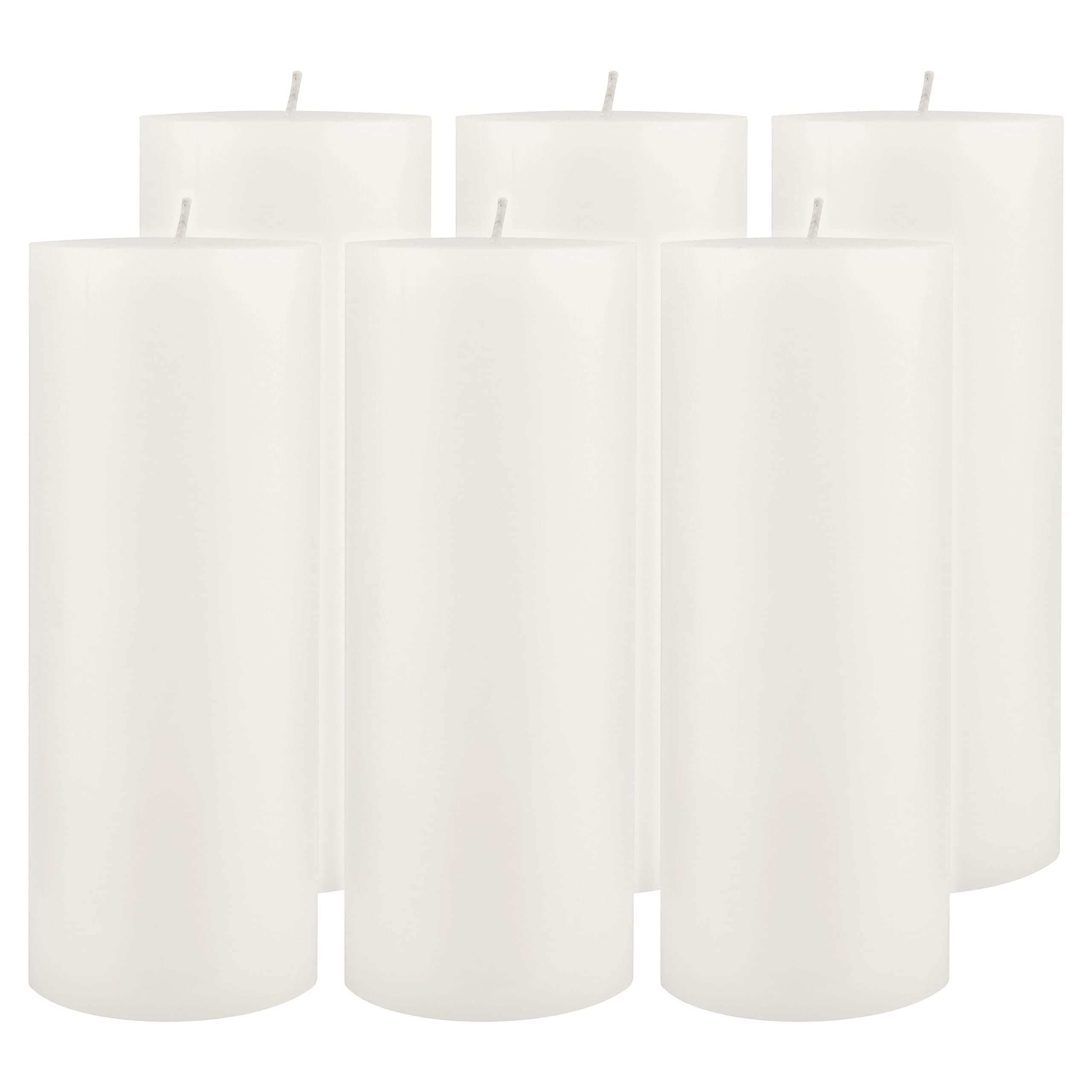 Stonebriar White Tall Pillar Candles, 6 Pack, 3x8 Inch, 110 Hour Burn Time