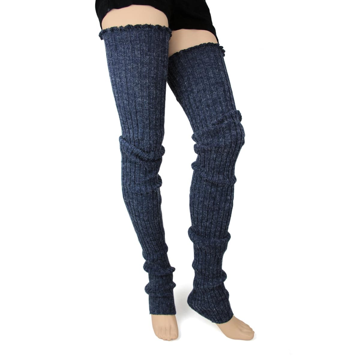 Super Long Denim Women's Cable-Knit Leg Warmers