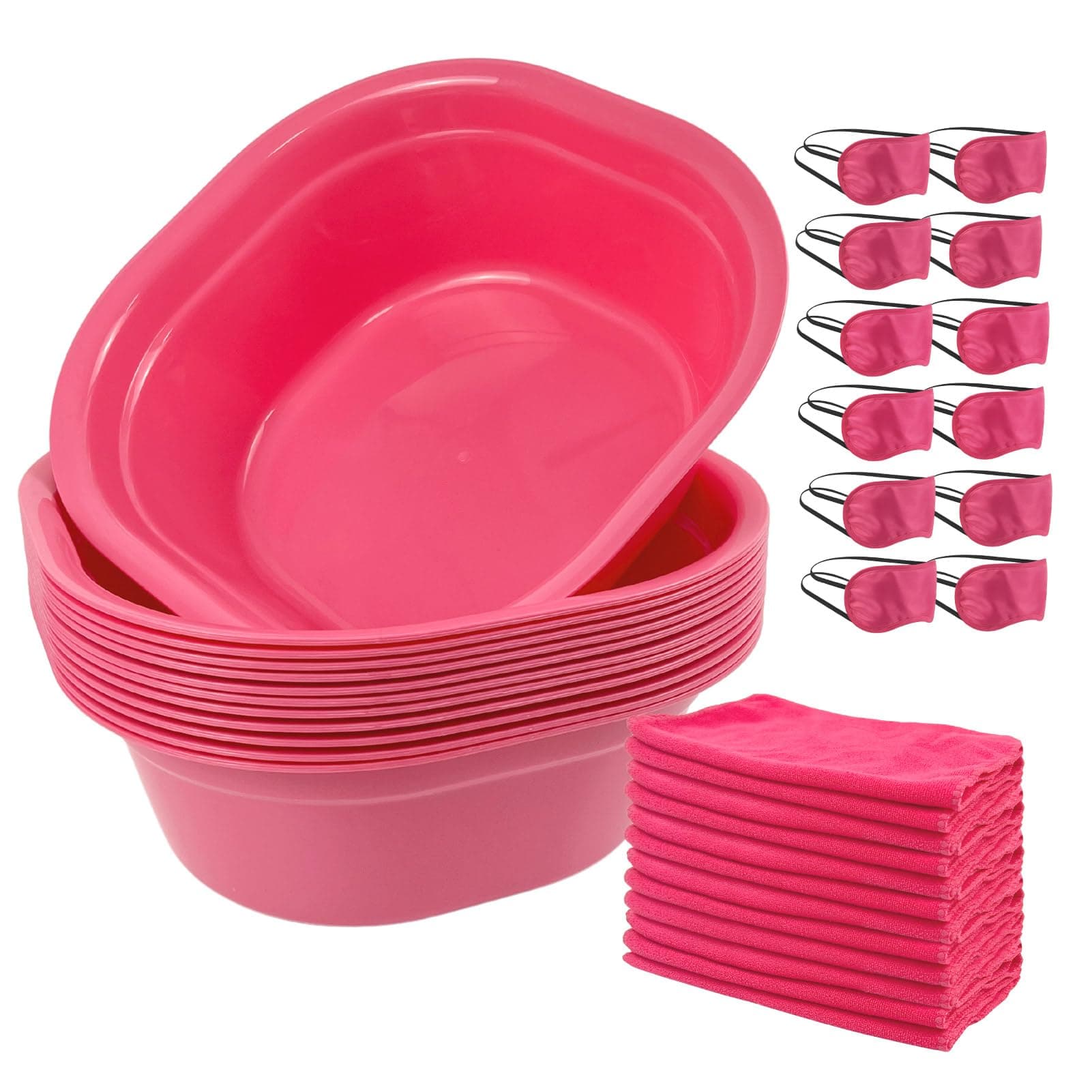 Kids Spa Party Kit for Girls: Foot Tub, Hand Towels, Eye Masks - Set of 36 (Rose)