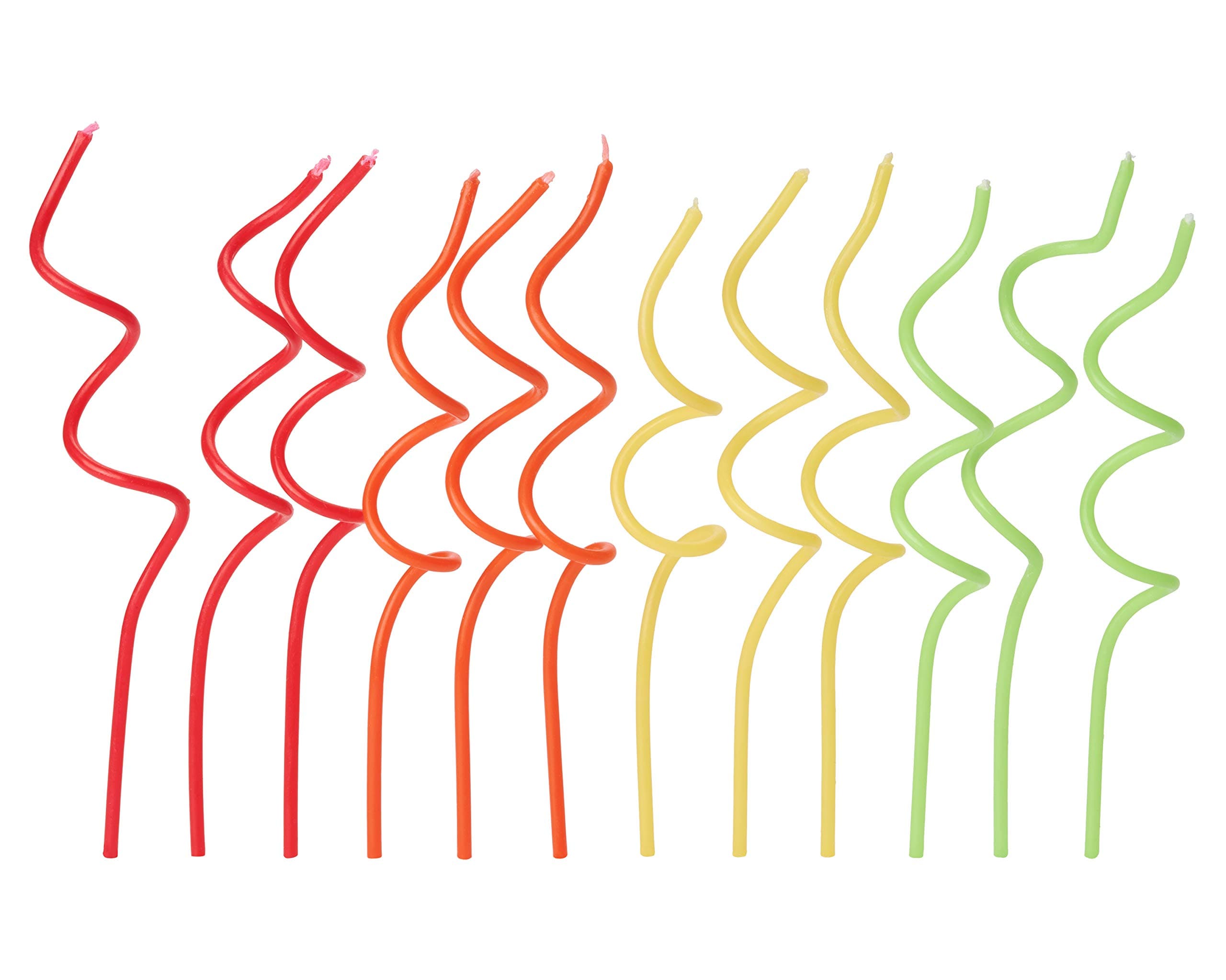 Papyrus Birthday Candles: Green, Yellow, Orange & Red Swirl (12-Count)