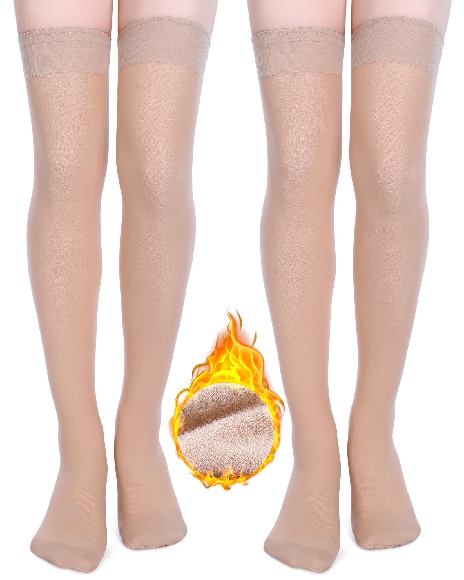 Chuarry Women's Fleece Lined Knee High Thermal Stockings for Cold Weather