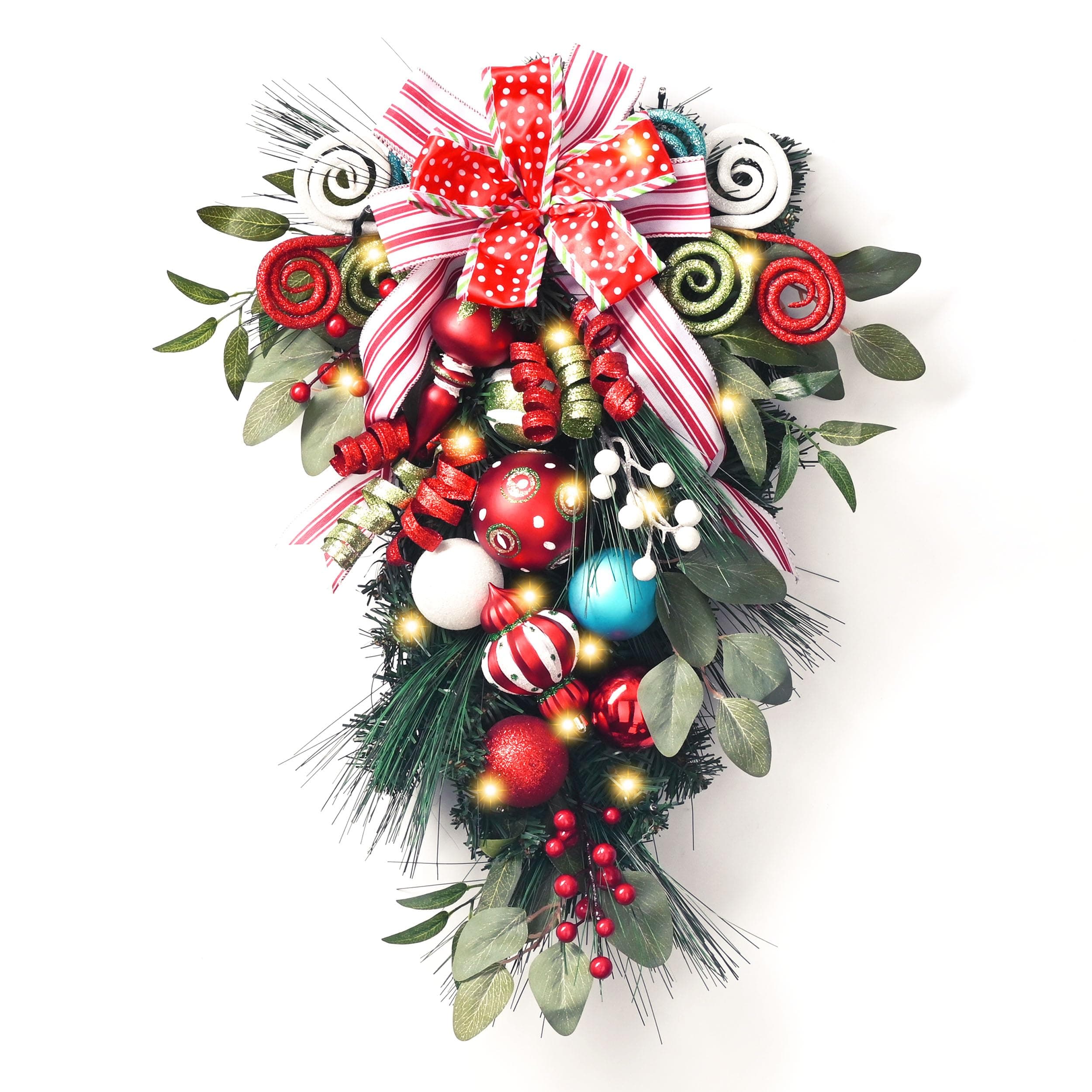 Valery Madelyn 24 Inch Elf Red Green LED Outdoor Swag Decoration
